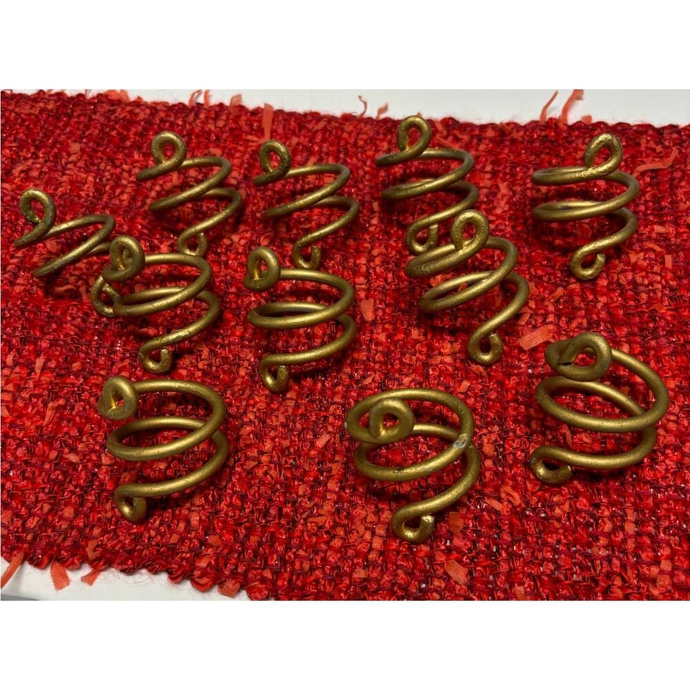 5/$65   Set of 11 Swirl Napkin Rings Gold‎ Brass Tone Metal Spring Look